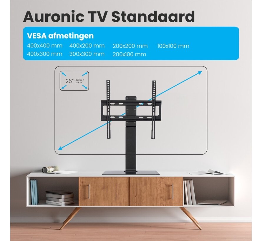 Auronic TV Stand - Trépied TV - Pivotant - Réglable - 26 à 55 pouces - Noir