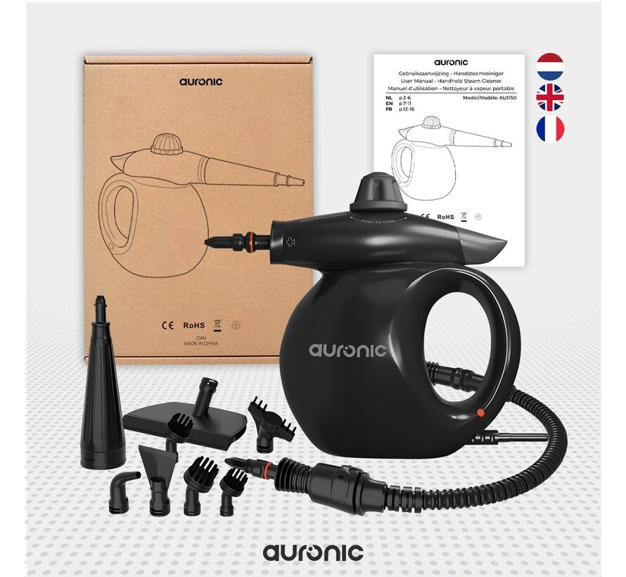 Auronic Hand Steam Cleaner - Multifunctional Hand Steamer - Cleaning - 1000W - Black - Incl. Storage Bag
