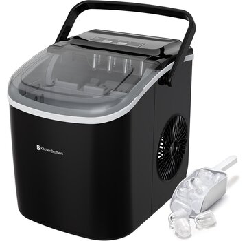 KitchenBrothers Machine à glaçons KitchenBrothers - 12kg/24h - avec pelle à glace - Noir