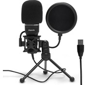 LifeGoods LifeGoods Microphone USB - avec support - à condensateur pour PC - noir