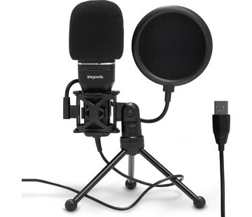 LifeGoods LifeGoods Microphone USB - avec support - à condensateur pour PC - noir