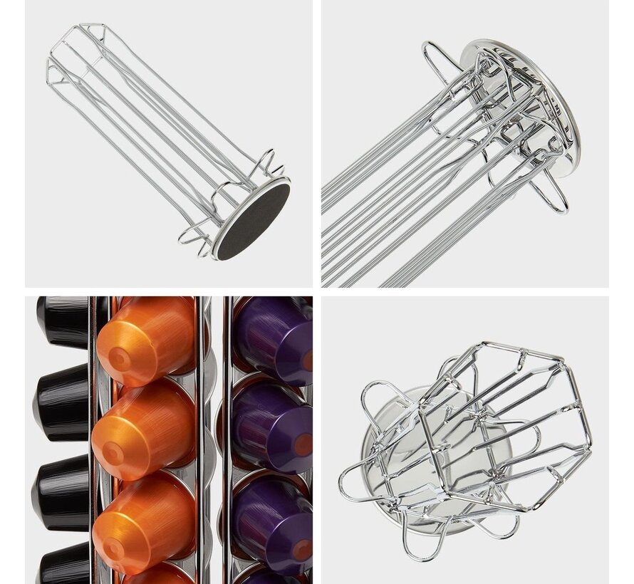 KitchenBrothers Porte-capsules - Nespresso - 42 Tasses - Pivotant - acier inoxydable