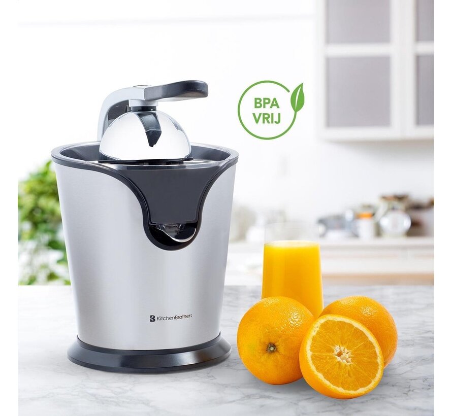 Presse-agrumes électrique - KitchenBrothers - Presse-orange et citron - 160W - acier inoxydable - Noir