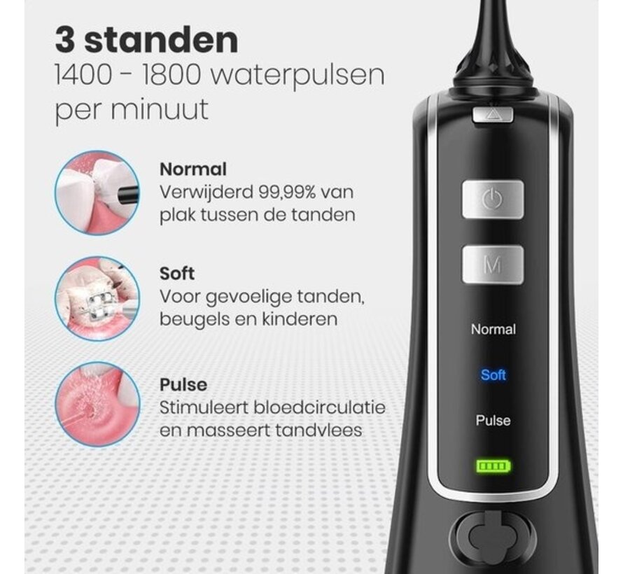 Auronic Water Flosser - électrique - bain de bouche - 3 étapes - 4 buses - 300 ml - noir