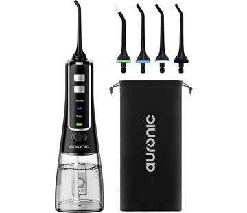 Auronic Auronic Water Flosser - électrique - bain de bouche - 3 étapes - 4 buses - 300 ml - noir