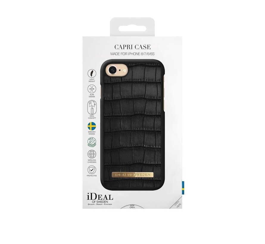 iDeal of Sweden Fashion Case Capri Black Croco iPhone 8/7/6/6S