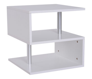 HOMdotCOM HOMdotCOM Table d'appoint table basse forme S blanc/métal 48 x 48 x 48 cm