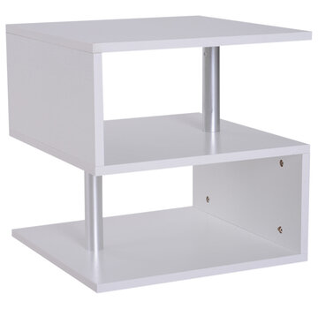 HOMdotCOM HOMdotCOM Table d'appoint table basse forme S blanc/métal 48 x 48 x 48 cm