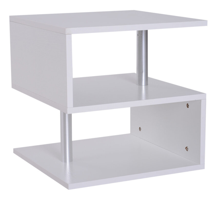 HOMdotCOM Table d'appoint table basse forme S blanc/métal 48 x 48 x 48 cm