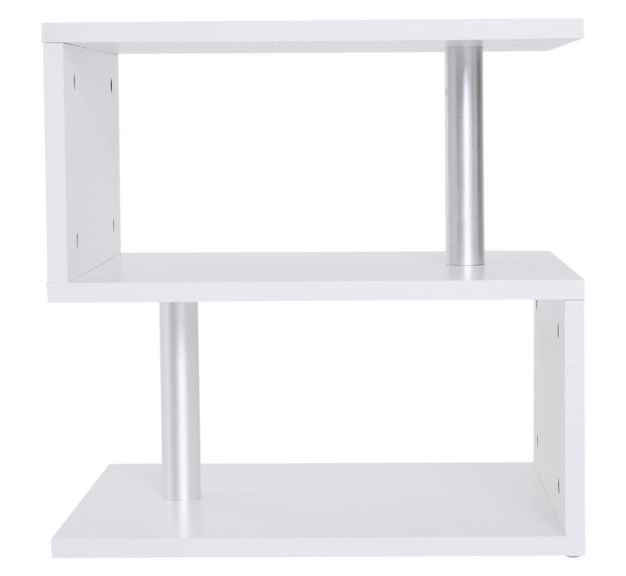 HOMdotCOM Table d'appoint table basse forme S blanc/métal 48 x 48 x 48 cm