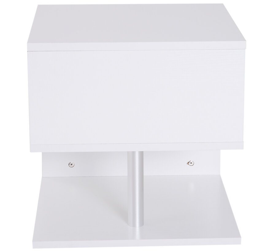HOMdotCOM Table d'appoint table basse forme S blanc/métal 48 x 48 x 48 cm
