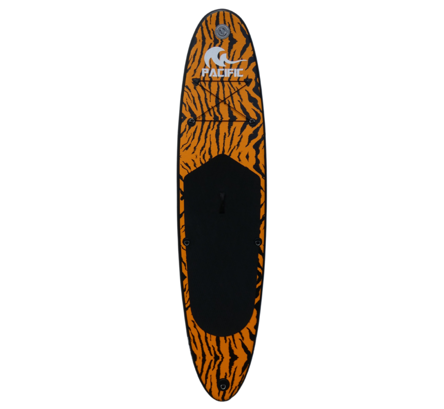 Pacific Special Edition Sup Board - Imprimé tigre - Étui étanche GRATUIT pour téléphone portable - Très robuste - 305 cm - 7 pièces - Jusqu'à 100 kg - Gonflable