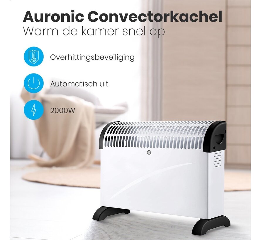 Auronic Chauffage électrique -  750/1250/2000 Watts - Thermostat réglable - Blanc