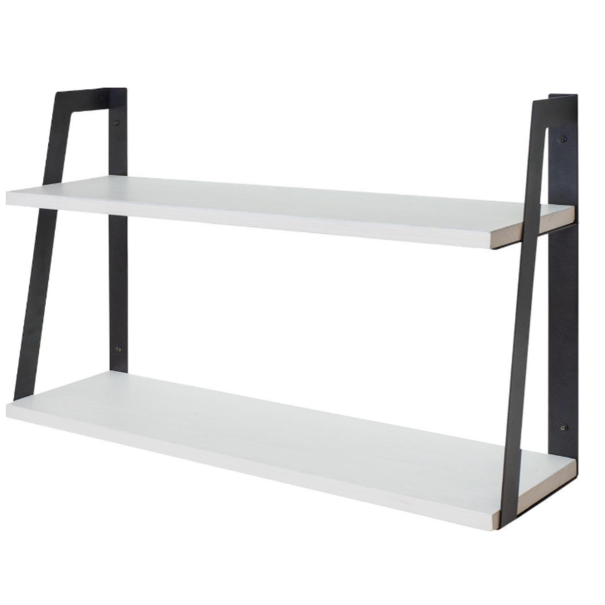 LifeGoods Etagère murale flottante - 41cm - 2 niveaux - Industriel - Bois - Noir/Blanc