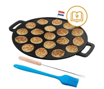 CuisiNoon CuisiNoon® Poffertjes pan Basic - avec pinceau et fourchette à poffertjes - Poffertjes maker including Baking Book