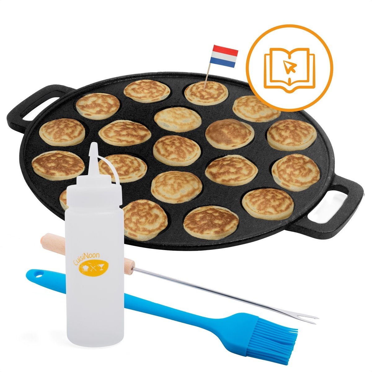 Ensemble complet de fabrication de Blini - CuisiNoon® - Poêle à Blini avancée - Livre de cuisson inclus
