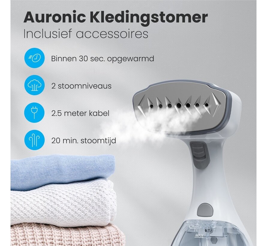 Auronic Défroisseur vapeur - Fer à repasser portable- 300ml - Blanc