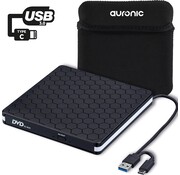 Auronic Auronic Lecteur DVD externe - Pour ordinateur portable et graveur - USB 3.0 ou USB C - Livré avec housse + câble