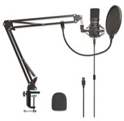 LifeGoods LifeGoods Microphone à condensateur avec bras - Diagramme polaire cardioïde - Noir