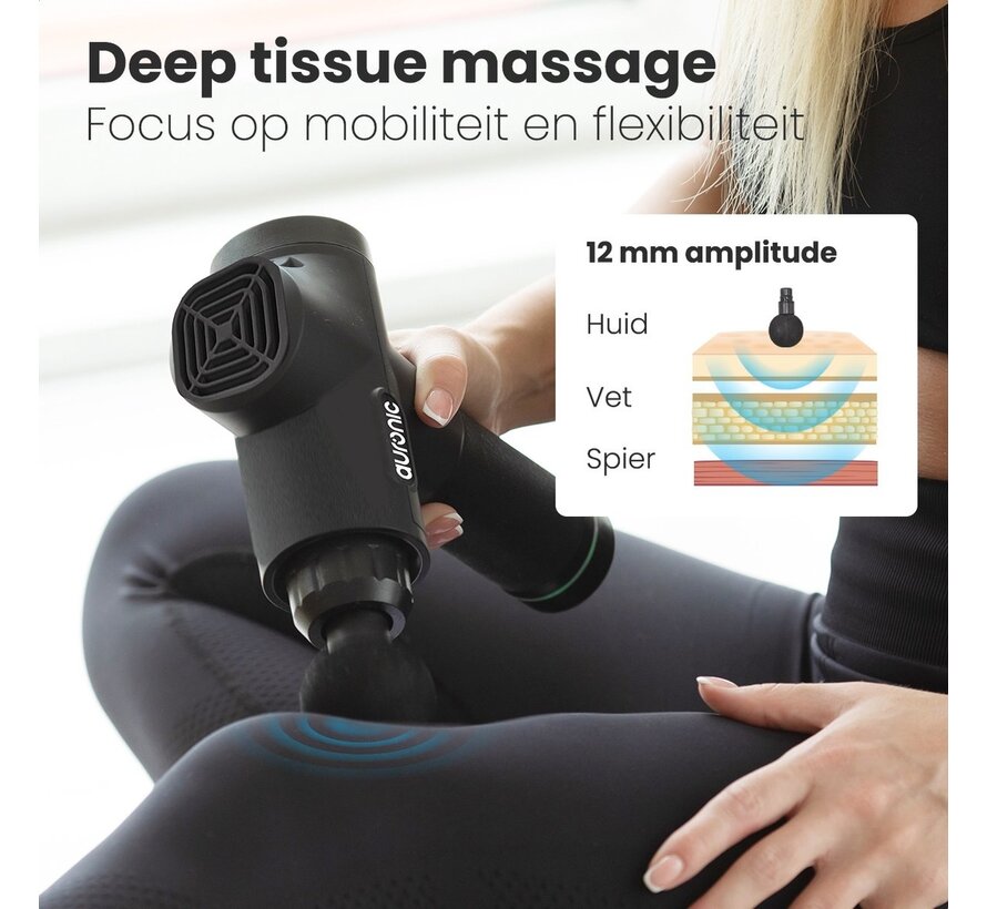 LifeGoods Pistolet de massage - 6 accessoires - 30 étapes - Appareil de massage professionnel - Noir