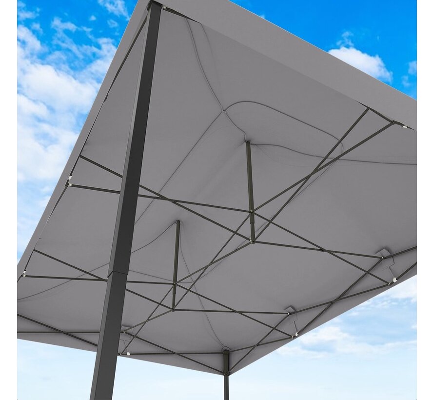 LifeGoods Party Tent - Pavillon - 3x4.5 m - Facile à monter - Pliable - Imperméable - Sac de transport à roulettes - Gris foncé