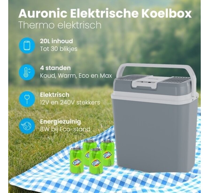 Auronic Electric Coolbox - Coolbox - 20L - 12V et 240V - Gris