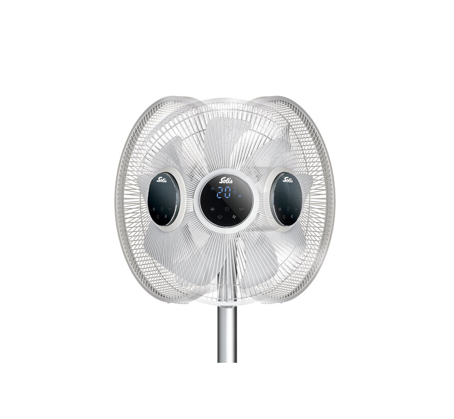 Ventilateur Solis Eco Silent 7584  - Ventilateur avec télécommande - Extrêmement silencieux - 88 cm de haut - Argent
