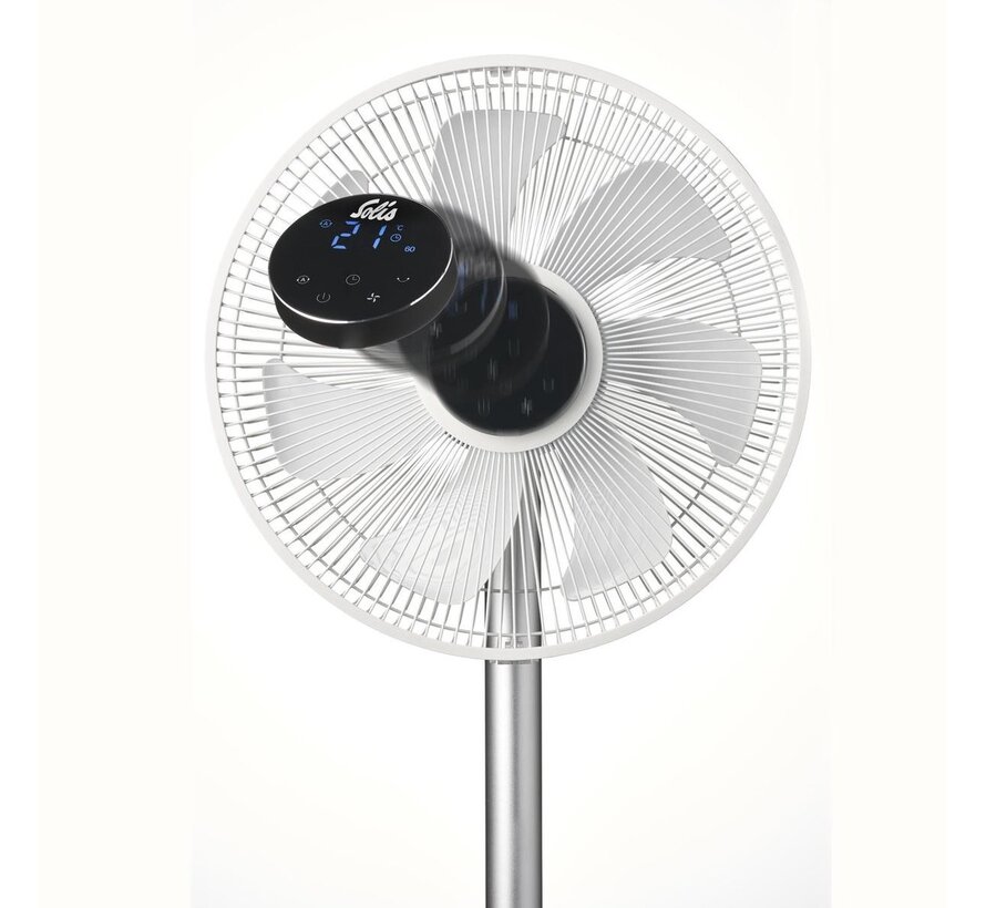 Ventilateur Solis Eco Silent 7584  - Ventilateur avec télécommande - Extrêmement silencieux - 88 cm de haut - Argent