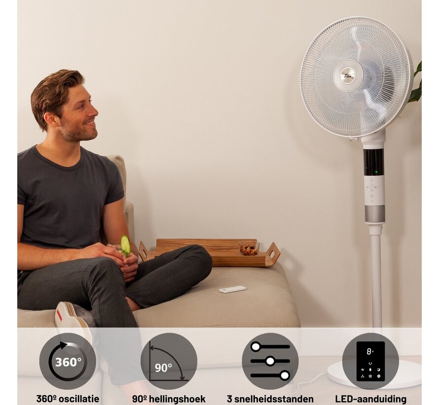 Ventilateur Solis Breeze 360° Stand Up Fan 7582 - Ventilateur sur pied avec télécommande - fonction minuterie - 140 cm de haut - blanc