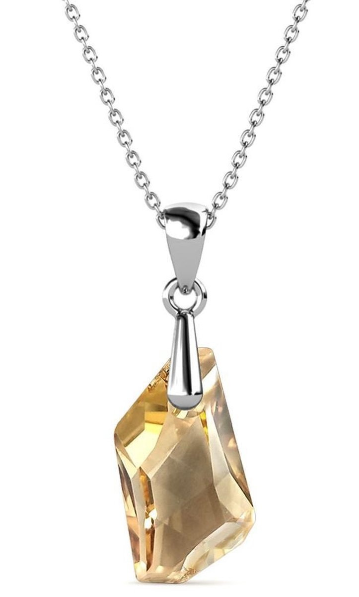 Collier pour femme avec cristal - Yolora - couleur argent et or
