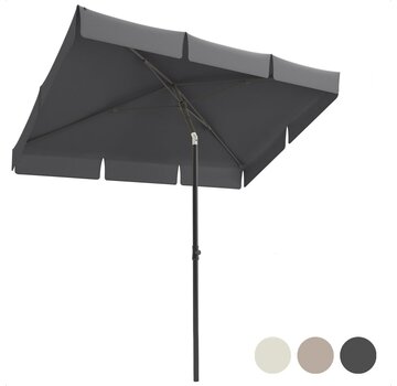 LifeGoods Parasol - LifeGoods - 30° inclinable - imperméable - avec housse - 200x125cm - Gris foncé