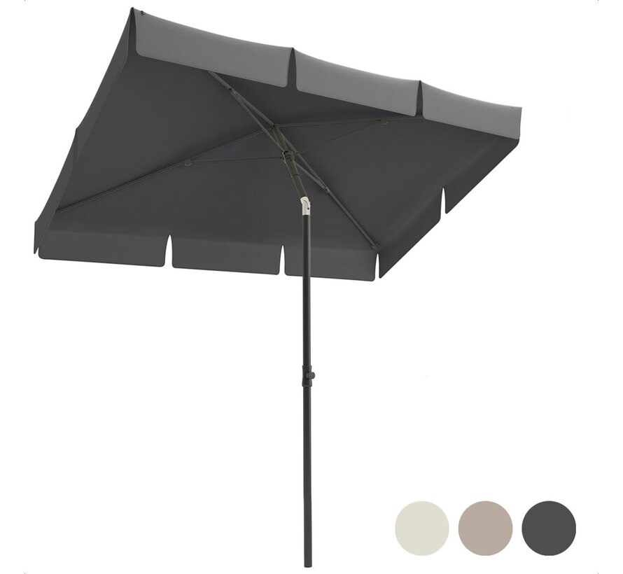 Parasol - LifeGoods - 30° inclinable - imperméable - avec housse - 200x125cm - Gris foncé