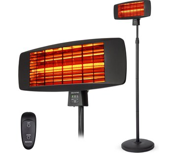 Auronic Auronic Chauffage de terrasse - électrique - 2000W - suspension et support - télécommande incluse - 3 niveaux - noir