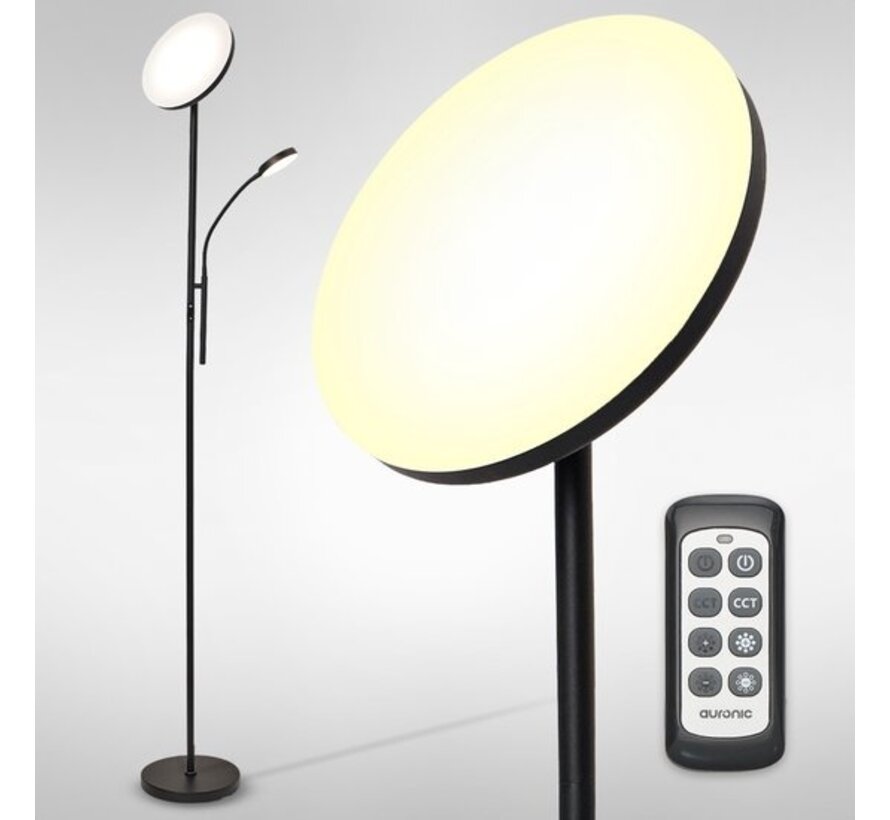 Lampadaire LED moderne Auronic -Lampadaire sur Pied  - 181cm - LED -Super Lumineux -  télécommande - chambre salon - Noir