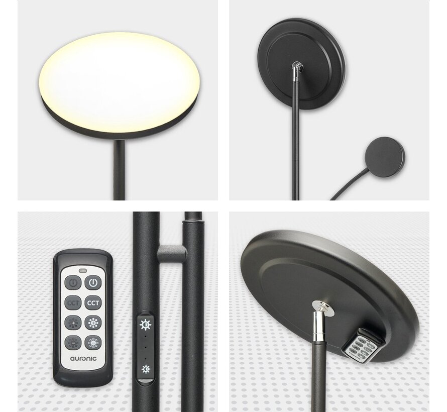 Lampadaire LED moderne Auronic -Lampadaire sur Pied  - 181cm - LED -Super Lumineux -  télécommande - chambre salon - Noir