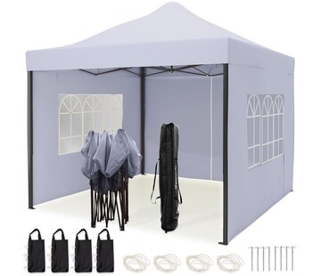 LifeGoods Pavillon de jardin LifeGoods - 3x3m - Étanche- Pliable - Gris foncé