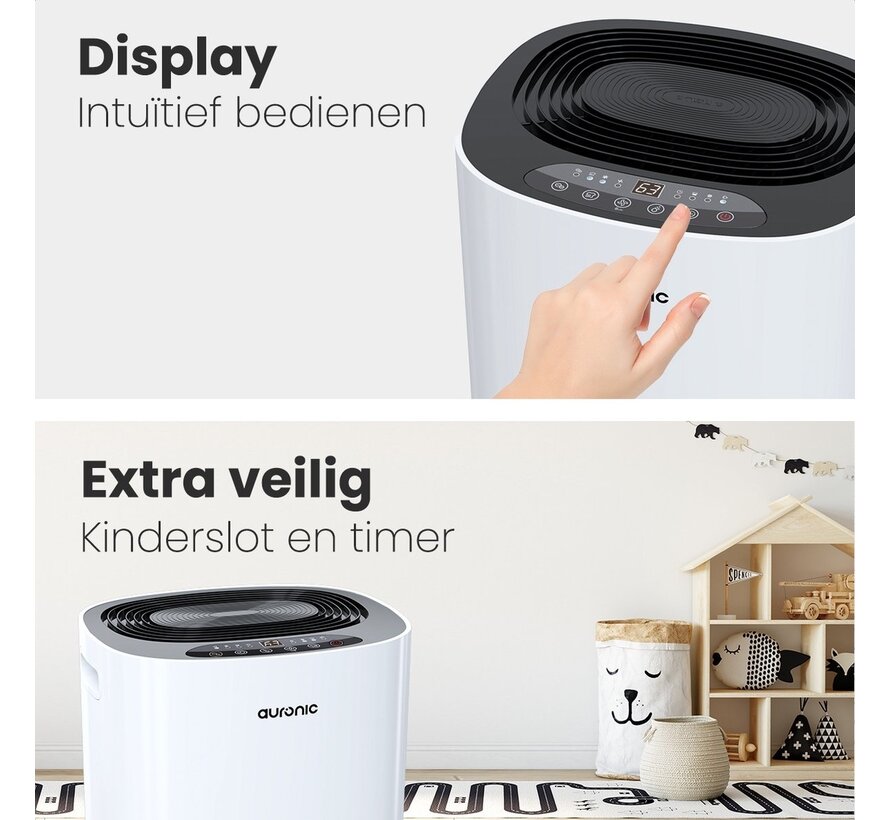 Déshumidificateur et purificateur d'air - Auronic - Déshumidifie 20 litres par jour - Blanc