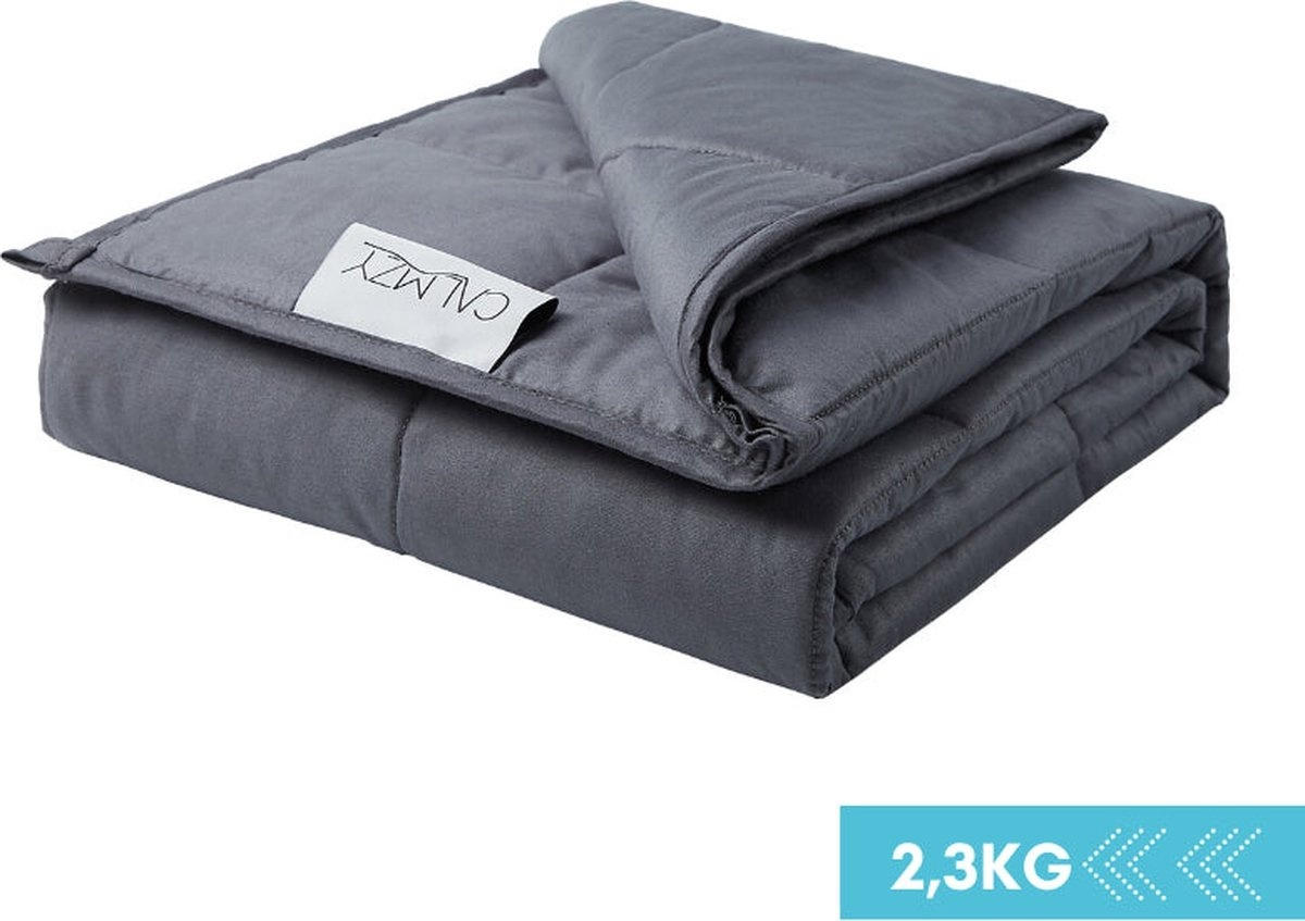 Calmzy Kids 2.3 KG - Couverture lestée enfant - Couverture lestée - 90 x 120 cm - Gris foncé