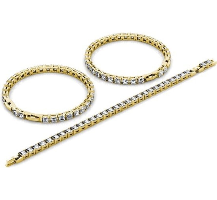 Bracelet pour femme Yolora avec cristaux Kalpa Camaka - Couleur or - Plaqué or jaune 18K - Bracelet pour femme or - Bijoux - Coffret de luxe - Coffret cadeau - Emballage cadeau exclusif - Bel emballage cadeau