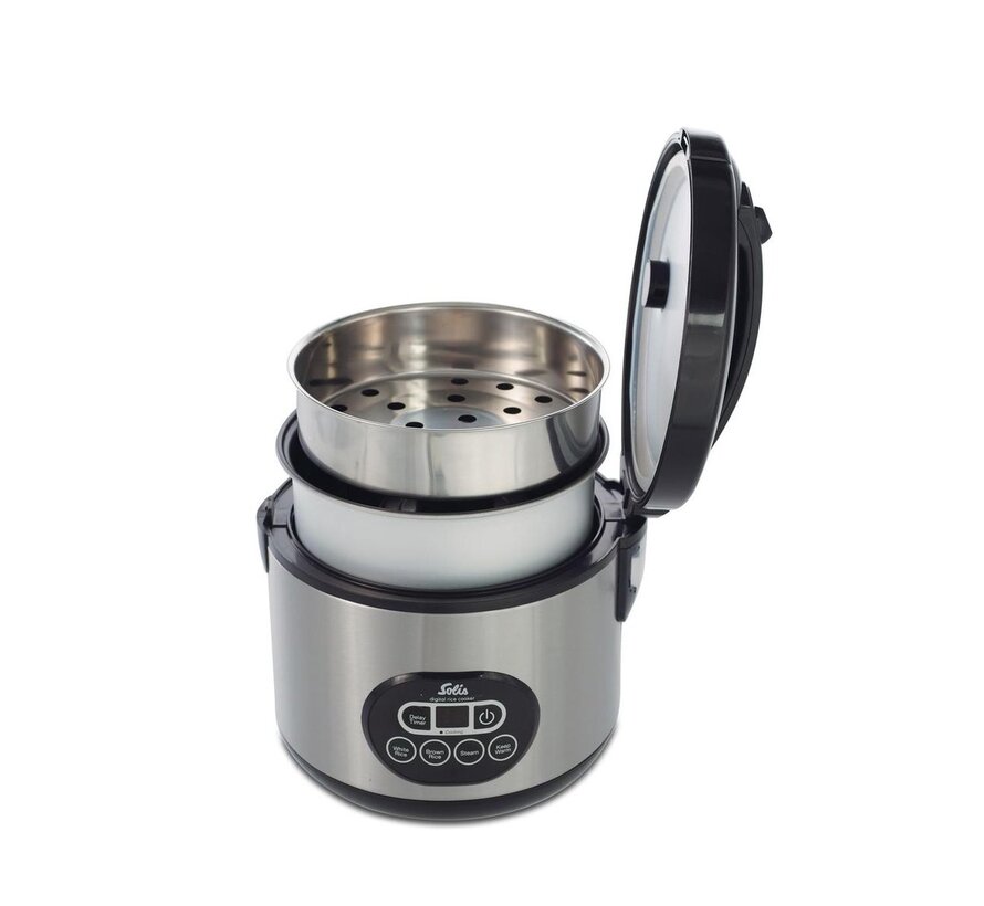 Solis Rice Cooker Duo Programm 817 - Cuiseur de riz et cuiseur vapeur - Cuiseur vapeur de légumes - Argent