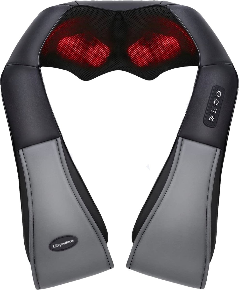 Lifeproducts Coussin de massage Shiatsu | Masseur de cou et de dos avec fonction de chaleur