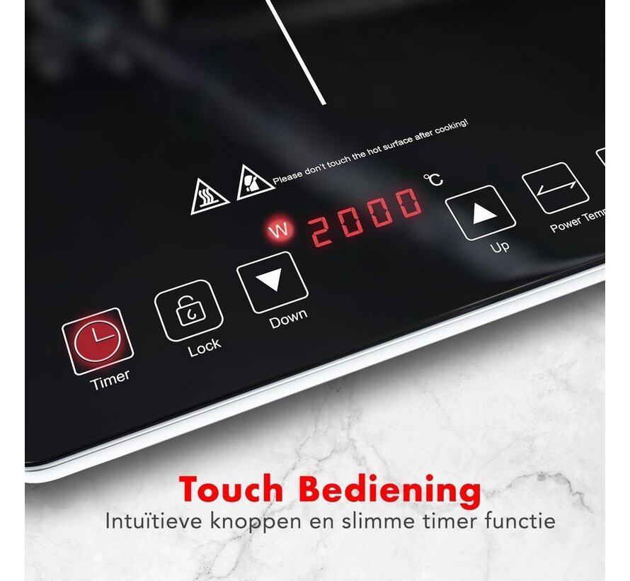 Table de cuisson à induction en pose libre - KitchenBrothers - 2 brûleurs - 1500W + 2000W - acier inoxydable