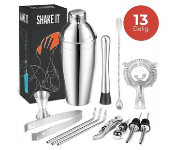 KitchenBrothers KitchenBrothers Cocktail Shaker Set - 13 Piece - Complete Set - Gift Package - 750 ml - stainless steel