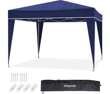 LifeGoods Pavillon LifeGoods - 3x3 m - Pliable - Imperméable - Avec sac de transport - Bleu