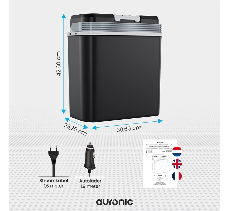 Auronic Electric Coolbox - Coolbox - 20L - 12V et 240V - Noir