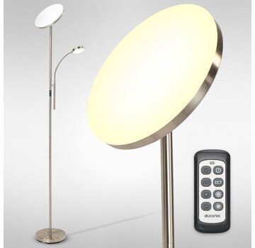 Auronic Auronic Floor Lamp - Lampadaire industriel - 181cm - LED - Dimmable et inclinable - avec télécommande - Adapté au salon - Silver