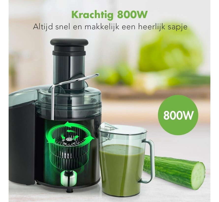 Centrifugeuse KitchenBrothers - Extracteur de jus pour légumes et fruit - 1100ml - 800W - Noir