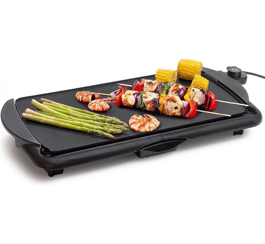 KitchenBrothers Friteuse électrique XL - 2000W - Plaque grill - Noir