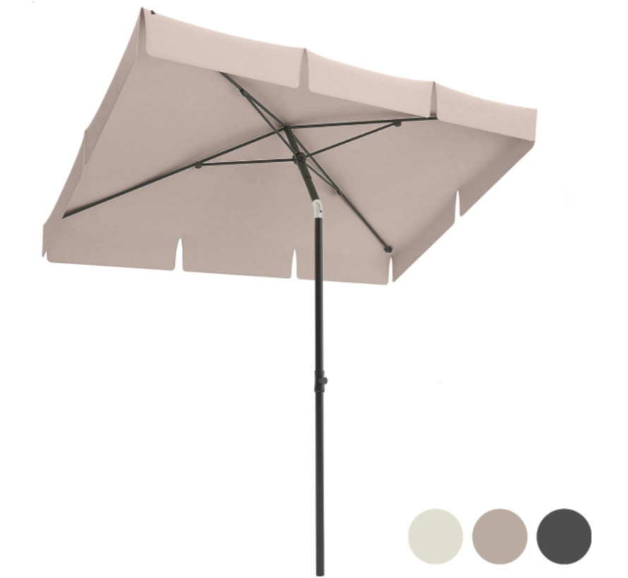 Parasol LifeGoods - 200x125cm - imperméable - Taupe - Housse INCLUSE