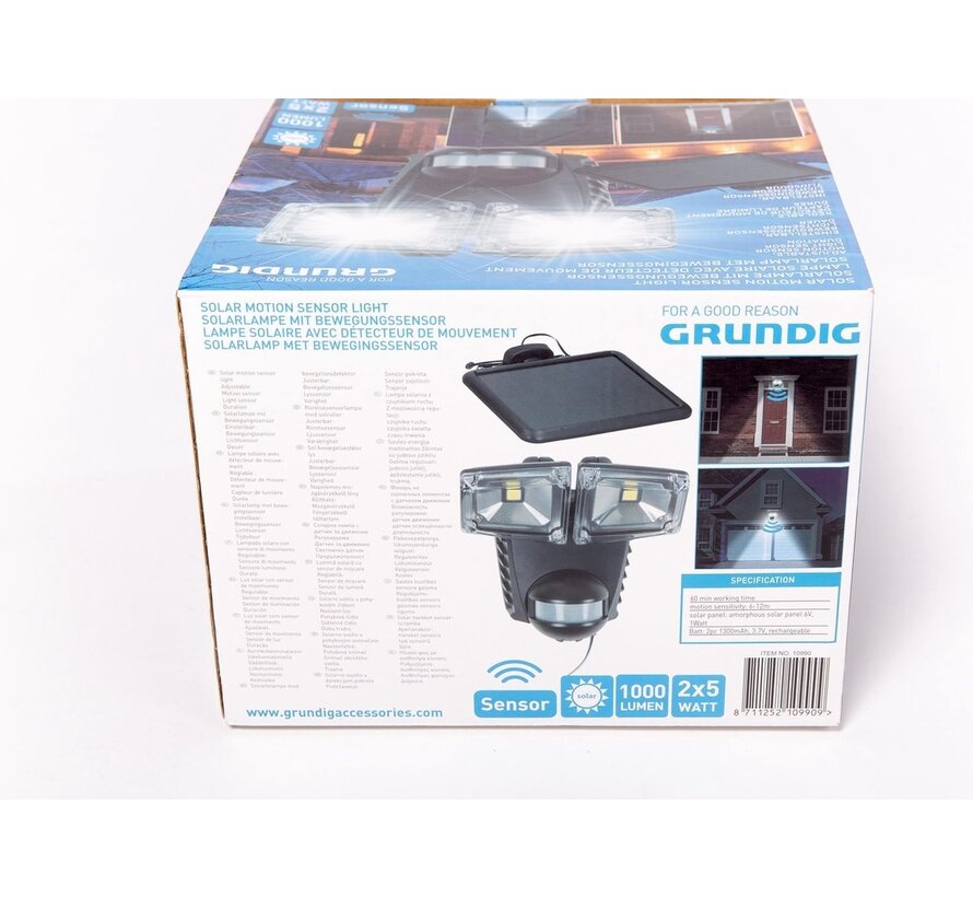 Grundig Lampe solaire avec détecteur de mouvement - 2x5 watt LED